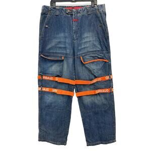 Marithe Francois Girbaud baggy Blue Jean denim shuttle pants Sz 38 GS